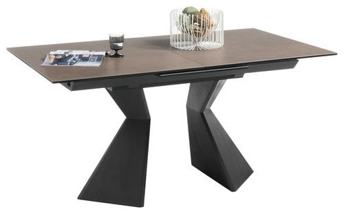 Livetastic Esstisch Schwarz, Taupe 90x76x160-210 cm