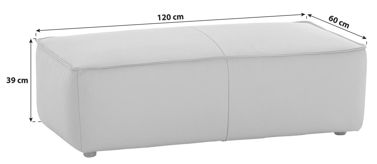 HOCKER in Leder Braun  - Schwarz/Braun, Modern, Leder/Kunststoff (120/39/60cm) - W.Schillig