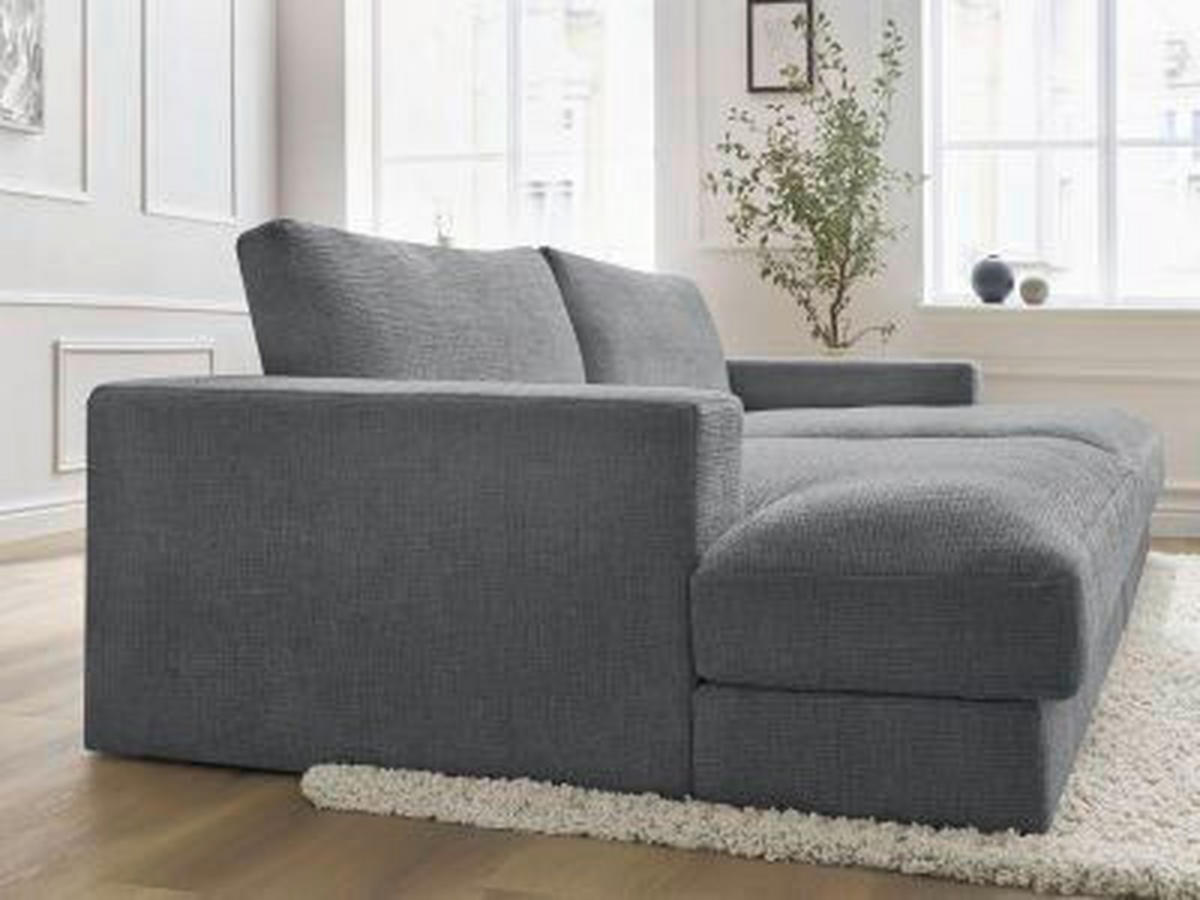 BIGSOFA LEONARD Struktur Dunkelgrau  - Dunkelgrau/Schwarz, MODERN, Kunststoff/Textil (274/77/159cm)