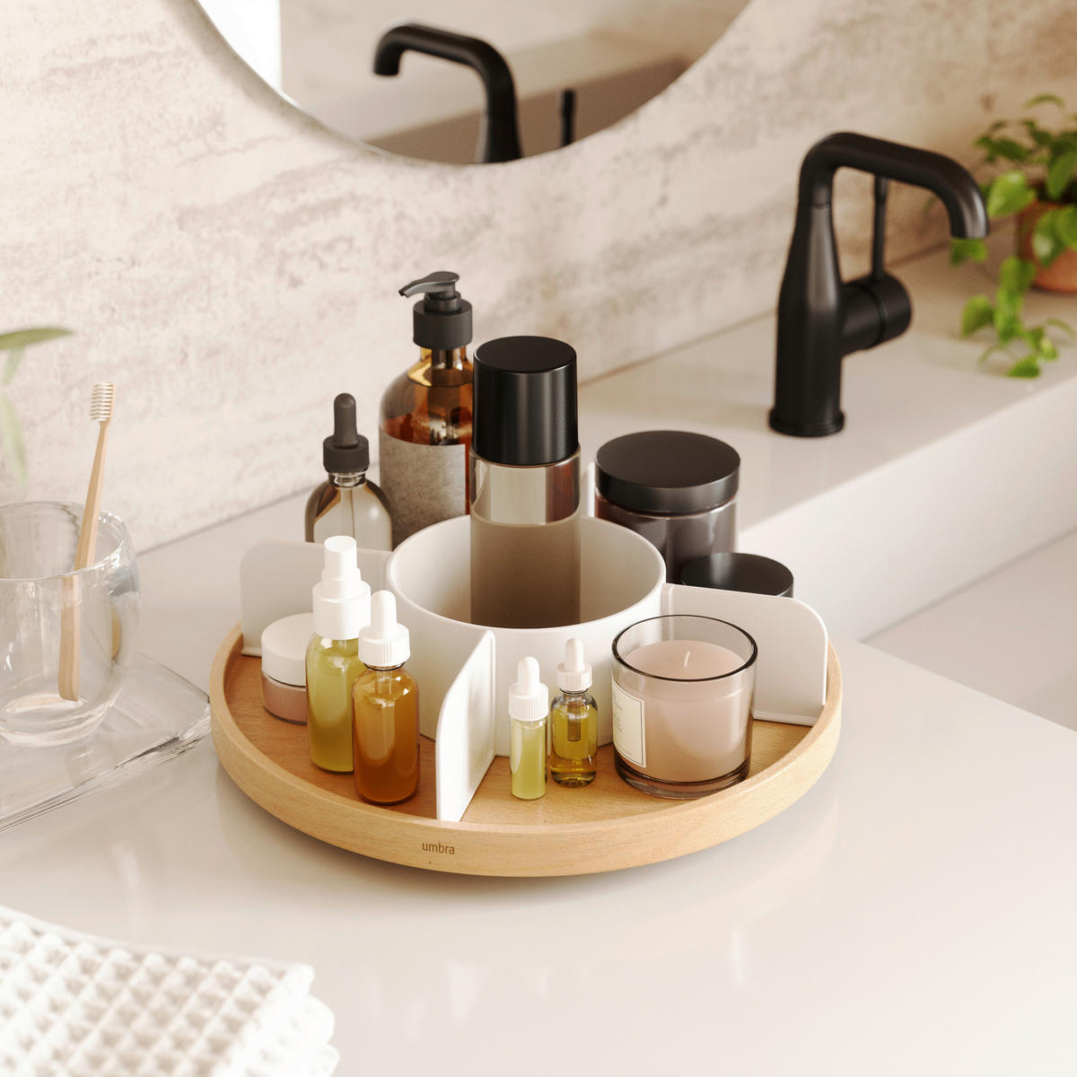 MENAGE-SET - Naturfarben/Weiß, Design, Holz/Kunststoff (30,5/8,9/30,5cm) - Umbra