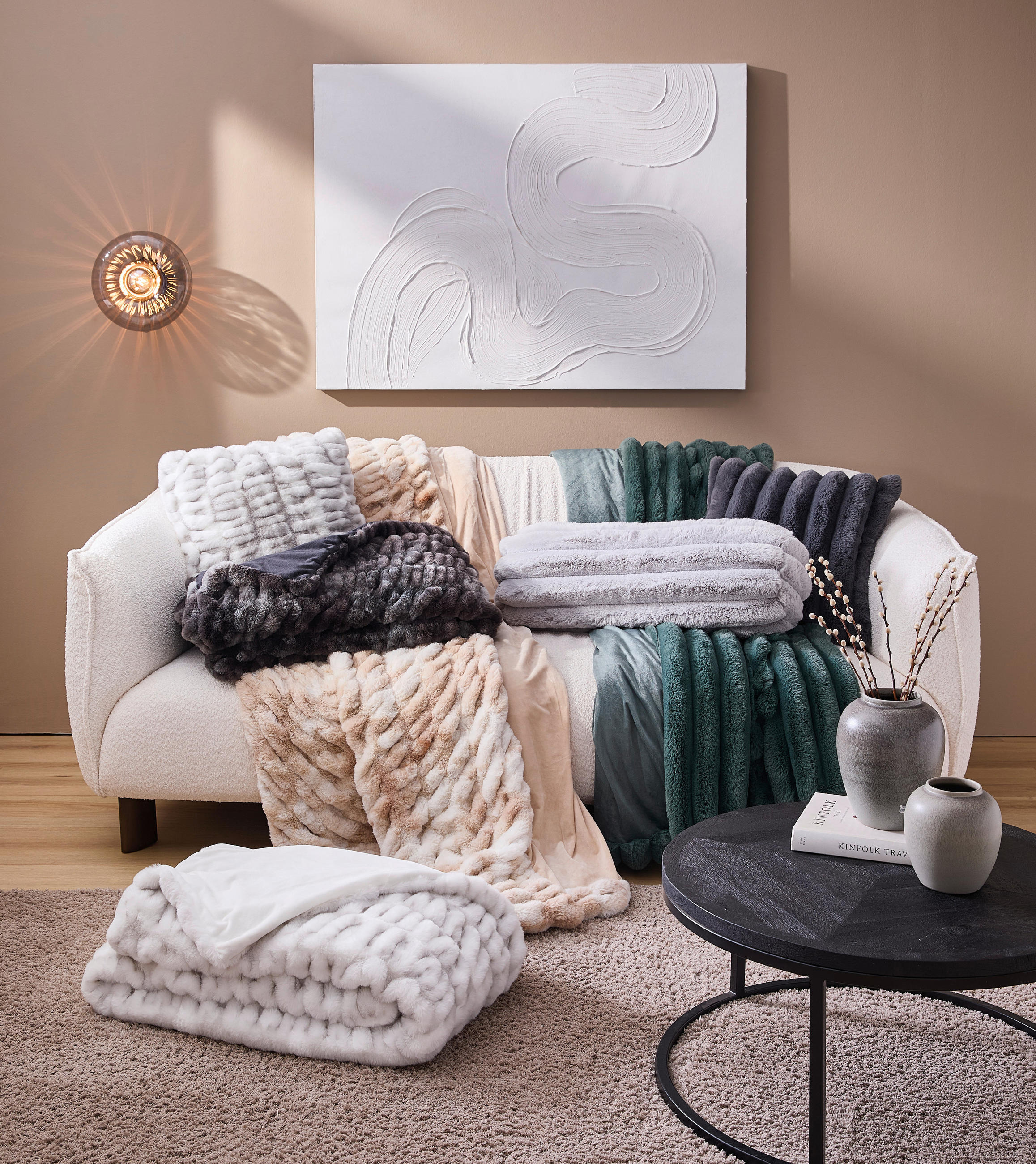 Thumbnail - Novel Felldecke, Anthrazit, Textil, 150x200 cm, pflegeleicht, Wohntextilien, Decken, Felldecken