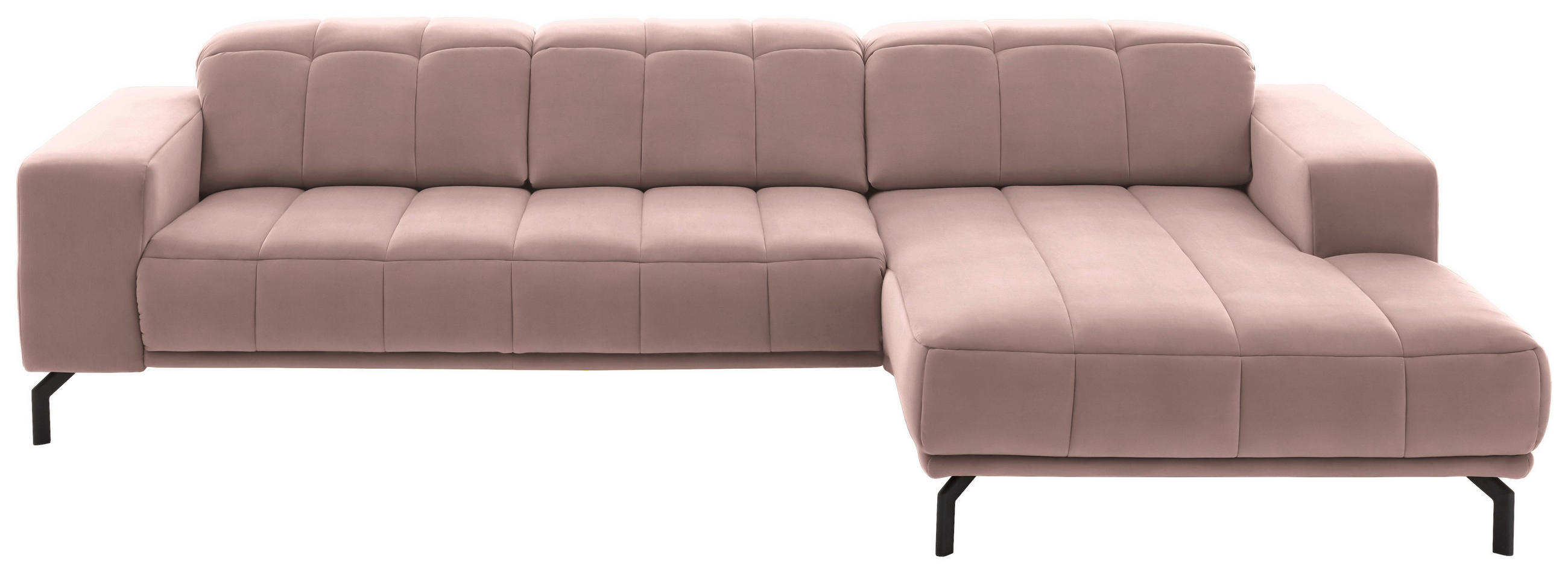 ECKSOFA Rosa Velours  - Schwarz/Rosa, Design, Textil/Metall (293/195cm) - Beldomo Style
