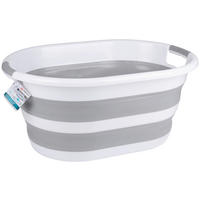 WÄSCHEKORB - Hellgrau/Weiß, Basics, Kunststoff (61,8/44,5/27cm) - Alpina 6287