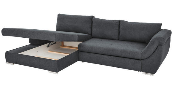 ECKSOFA in Flachgewebe Olivgrün  - Silberfarben/Olivgrün, Design, Textil/Metall (174/306cm) - Carryhome