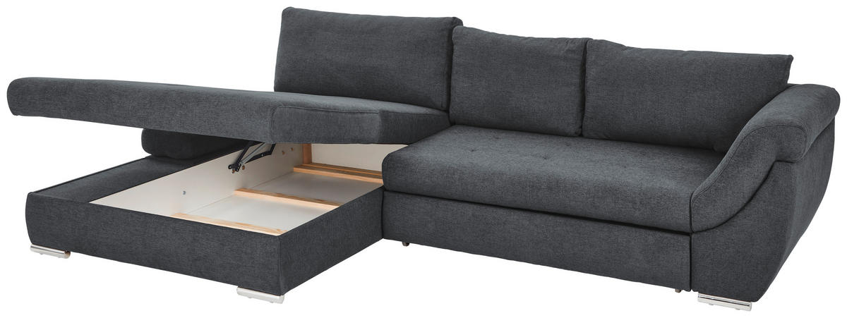 ECKSOFA in Flachgewebe Rosa  - Silberfarben/Rosa, Design, Textil/Metall (174/306cm) - MID.YOU