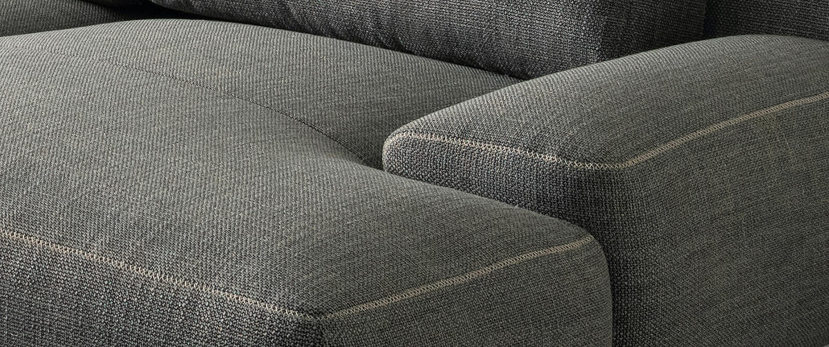 ECKSOFA in Flachgewebe Grau  - Beige/Schwarz, Design, Textil/Metall (344/162cm) - Designwerk