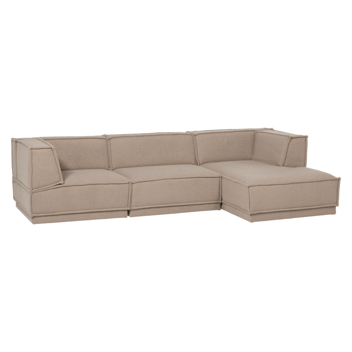 ECKSOFA Manu Taupe Teddystoff  - Taupe/Schwarz, MODERN, Kunststoff/Textil (286/160cm) - Livetastic