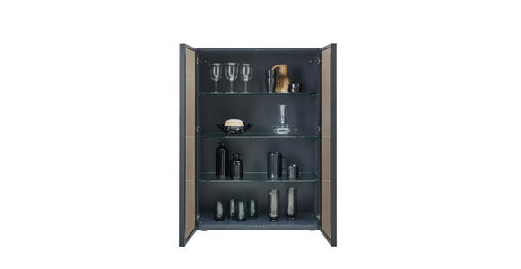 HIGHBOARD 90/130/45 cm  - Dunkelgrau/Schwarz, Design, Glas/Holzwerkstoff (90/130/45cm) - Ambiente