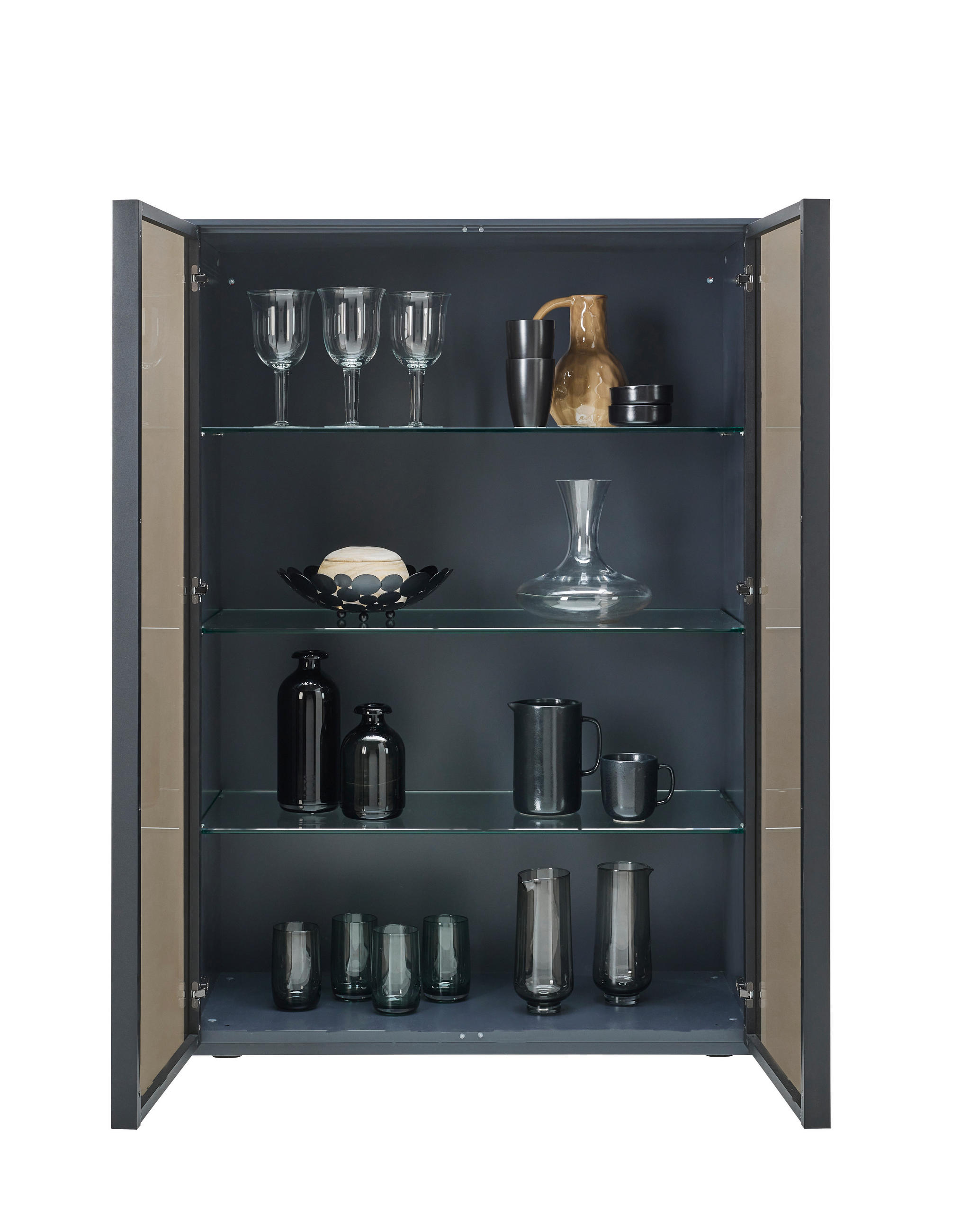 HIGHBOARD Dunkelgrau  90/130/45 cm  - Dunkelgrau/Schwarz, Design, Glas/Holzwerkstoff (90/130/45cm) - Ambiente
