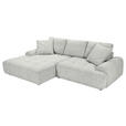 Ecksofa mit Funktion Creme Flachgewebe Zierkissen, Rückenkissen, Bettkasten, Schlaffunktion, Rücken echt, Liegefläche im Originalstoff  - Creme/Schwarz, KONVENTIONELL, Kunststoff/Textil (190/277cm) - Carryhome