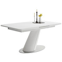 STOL ZA BLAGOVAONICU  bijela, boje oplemenjenog čelika  metal, staklo, drvni materijal      - bijela/boje oplemenjenog čelika, Design, staklo/drvni materijal (160-200/90/76cm) - Novel