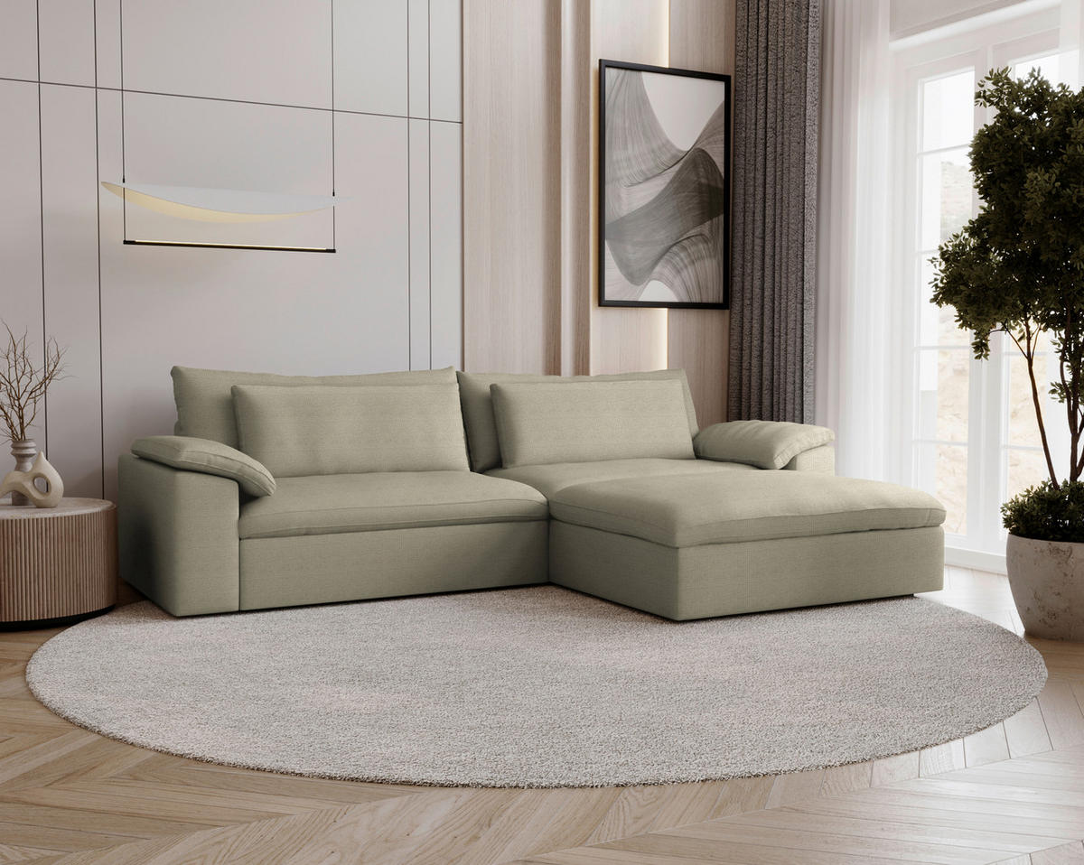 ECKSOFA  Chenille Beige  - Beige/Schwarz, Modern, Kunststoff/Textil (306/198cm) - Carryhome