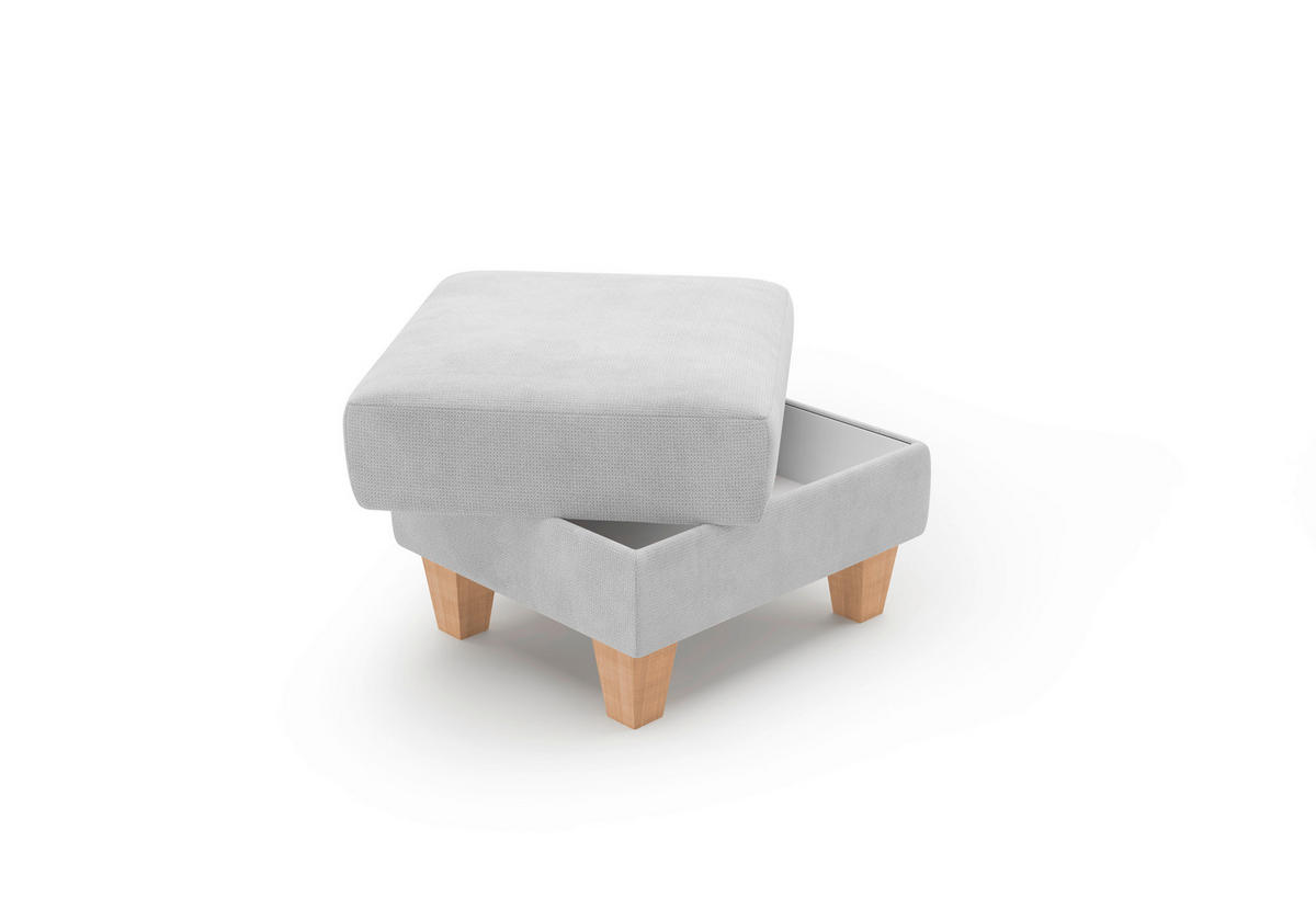 HOCKER in Textil Silberfarben  - Eichefarben/Silberfarben, KONVENTIONELL, Holz/Textil (58/48/58cm) - Sit & More