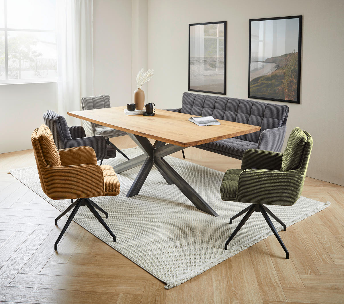 ARMLEHNSTUHL  in Eisen Cord  - Rotbraun/Schwarz, Design, Textil/Metall (66/89/64cm) - Stylife