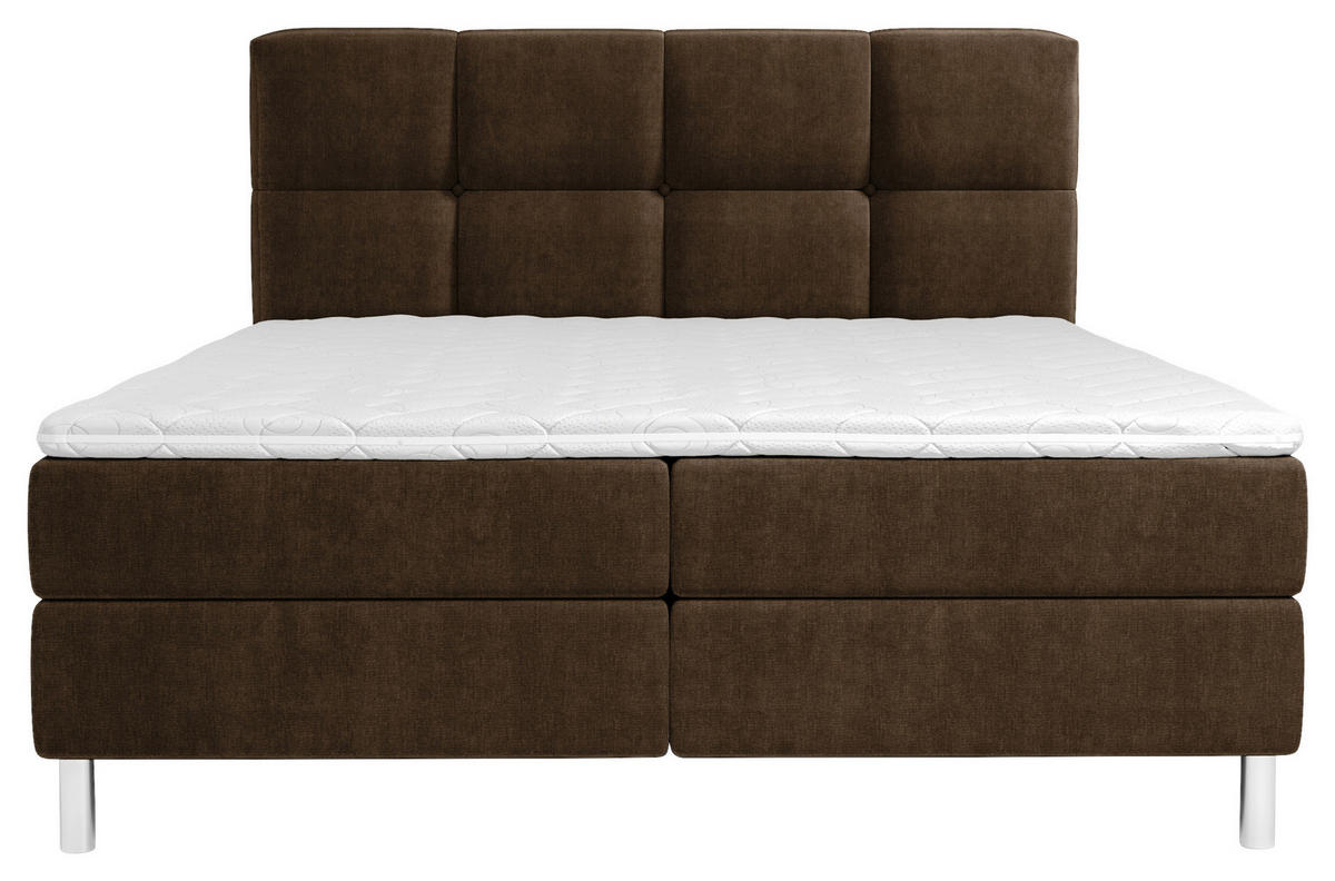 BOXBETT 160/200 cm  in Dunkelbraun  - Chromfarben/Dunkelbraun, Design, Holz/Holzwerkstoff (160/200cm) - Esposa