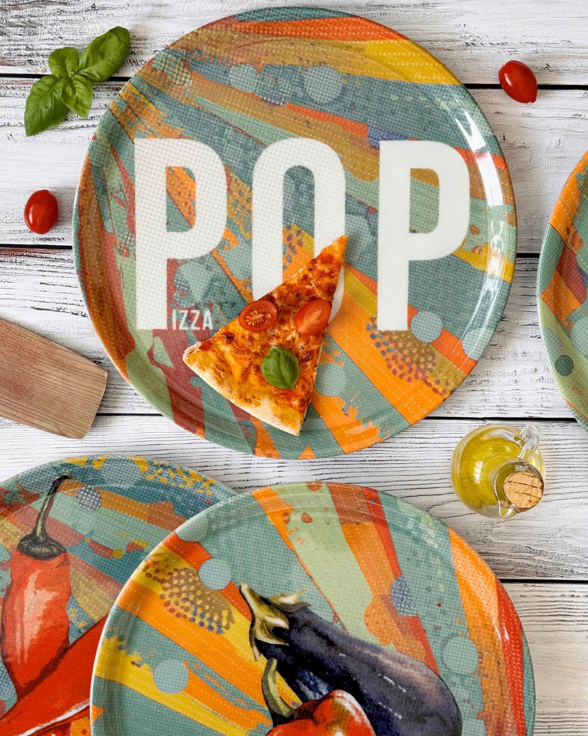 PIZZATELLER Porzellan 4-teilig POP  - Blau/Rot, Basics, Keramik (31/2cm) - Mäser