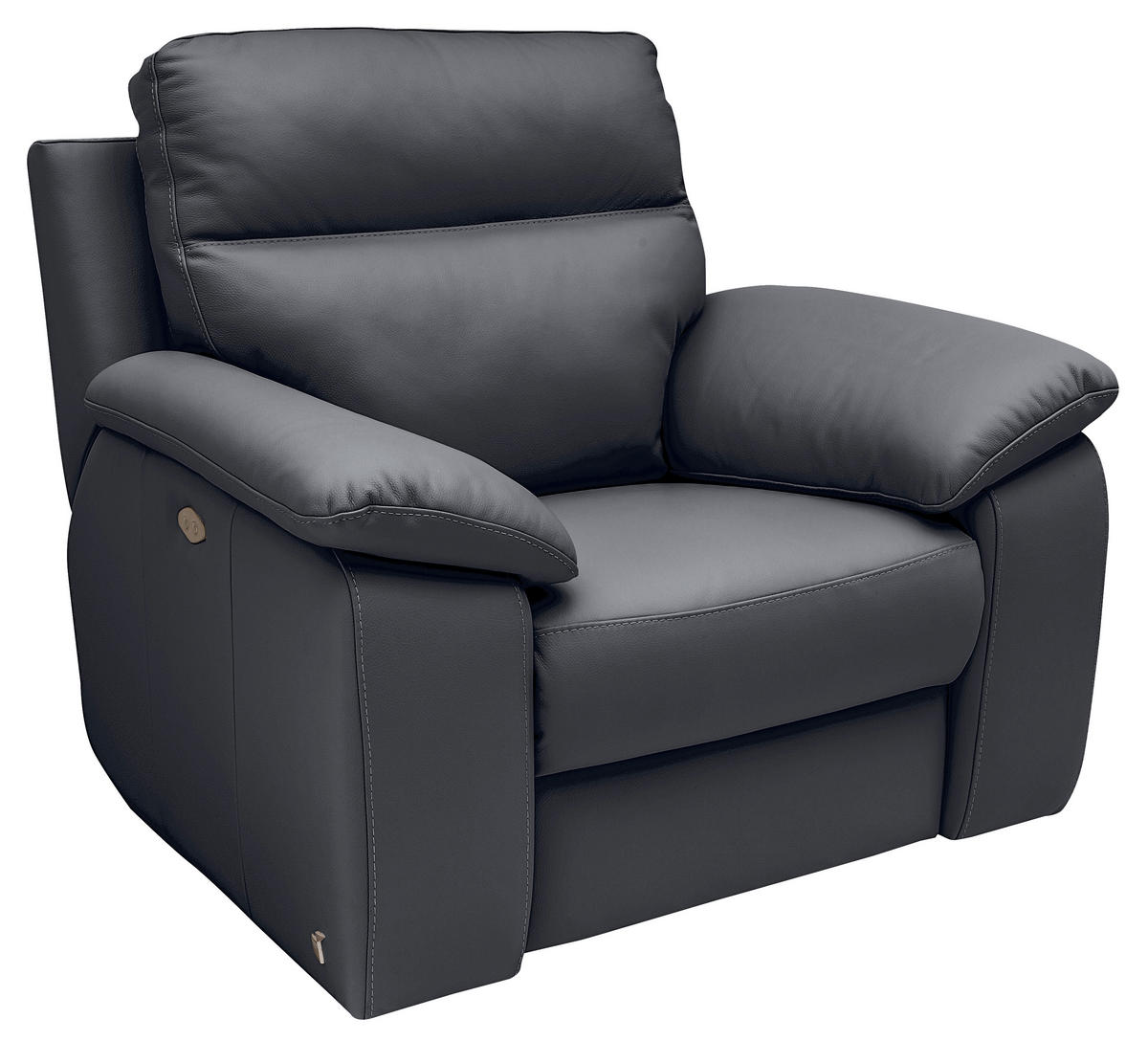 KŘESLO UŠÁK, kůže, tmavě modrá - tmavě modrá, Basics, kůže (108/99/94cm) - Celina Home