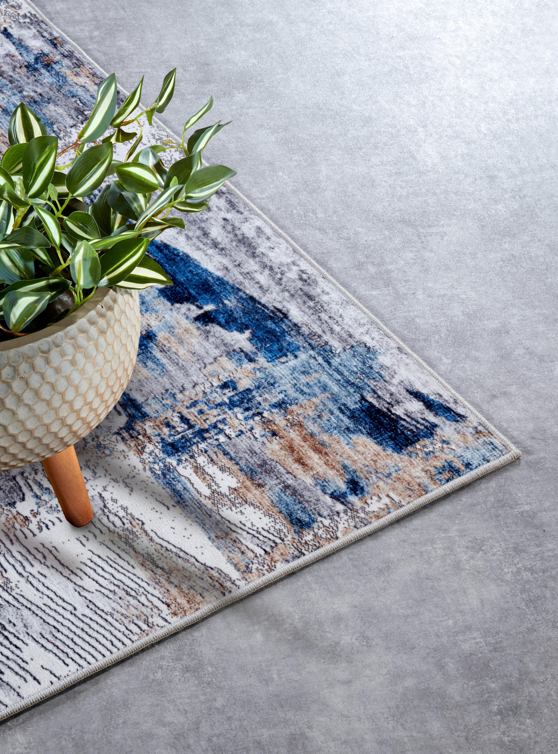 Thumbnail - Xxxl Flachwebeteppich Imagination, Dunkelblau, Beige, Kunststoff, Abstraktes, rechteckig, 160x230 cm, Oeko-Tex® Standard...