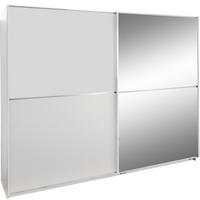 SCHWEBETÜRENSCHRANK 180/198/64 cm 2-türig Weiß  - Alufarben/Weiß, Design, Glas/Holzwerkstoff (180/198/64cm) - MID.YOU