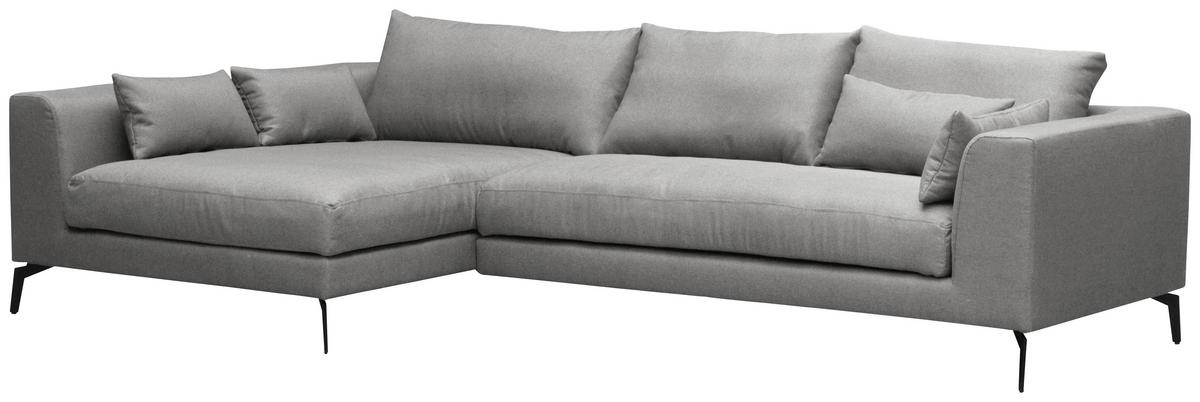 ECKSOFA Grau Flachgewebe  - Schwarz/Grau, Design, Textil/Metall (172/313cm) - Livetastic