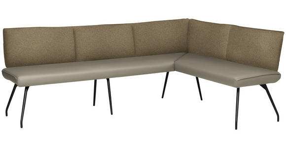 ECKBANK 225/165 cm  in Graubraun  - Graubraun/Schwarz, Design, Textil/Metall (225/165cm) - Moderano
