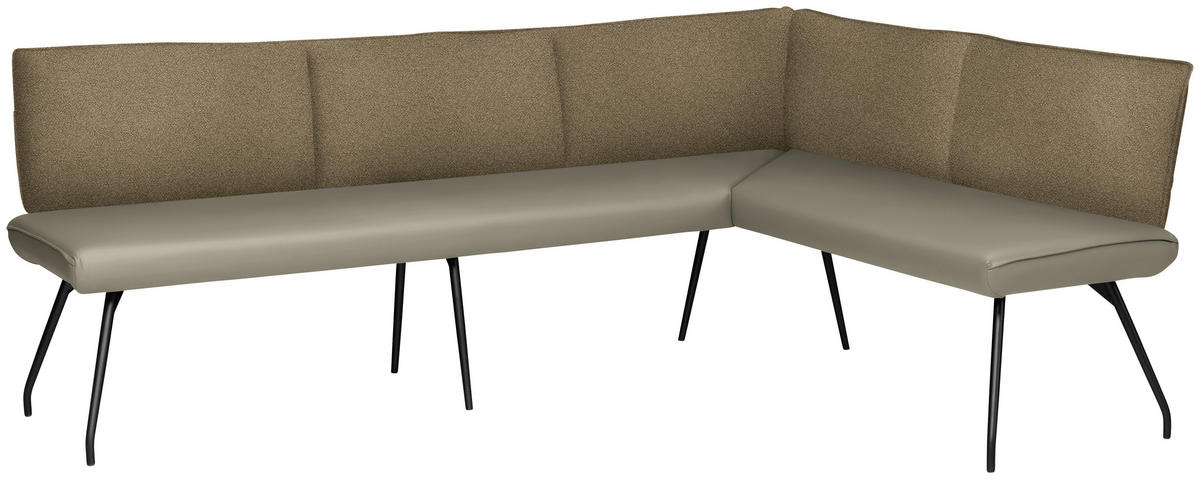 ECKBANK 225/165 cm  in Graubraun  - Graubraun/Schwarz, Design, Textil/Metall (225/165cm) - Moderano