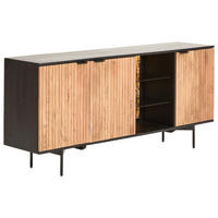 SIDEBOARD  in 175/77/40 cm  - Schwarz/Akaziefarben, KONVENTIONELL, Glas/Holz (175/77/40cm) - Livetastic