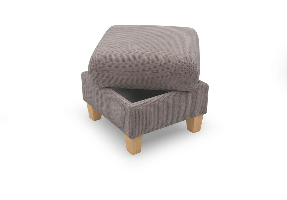 HOCKER GLENDALE E Flachgewebe Taupe  - Taupe/Eichefarben, KONVENTIONELL, Holz/Textil (58/48/58cm) - Sit & More