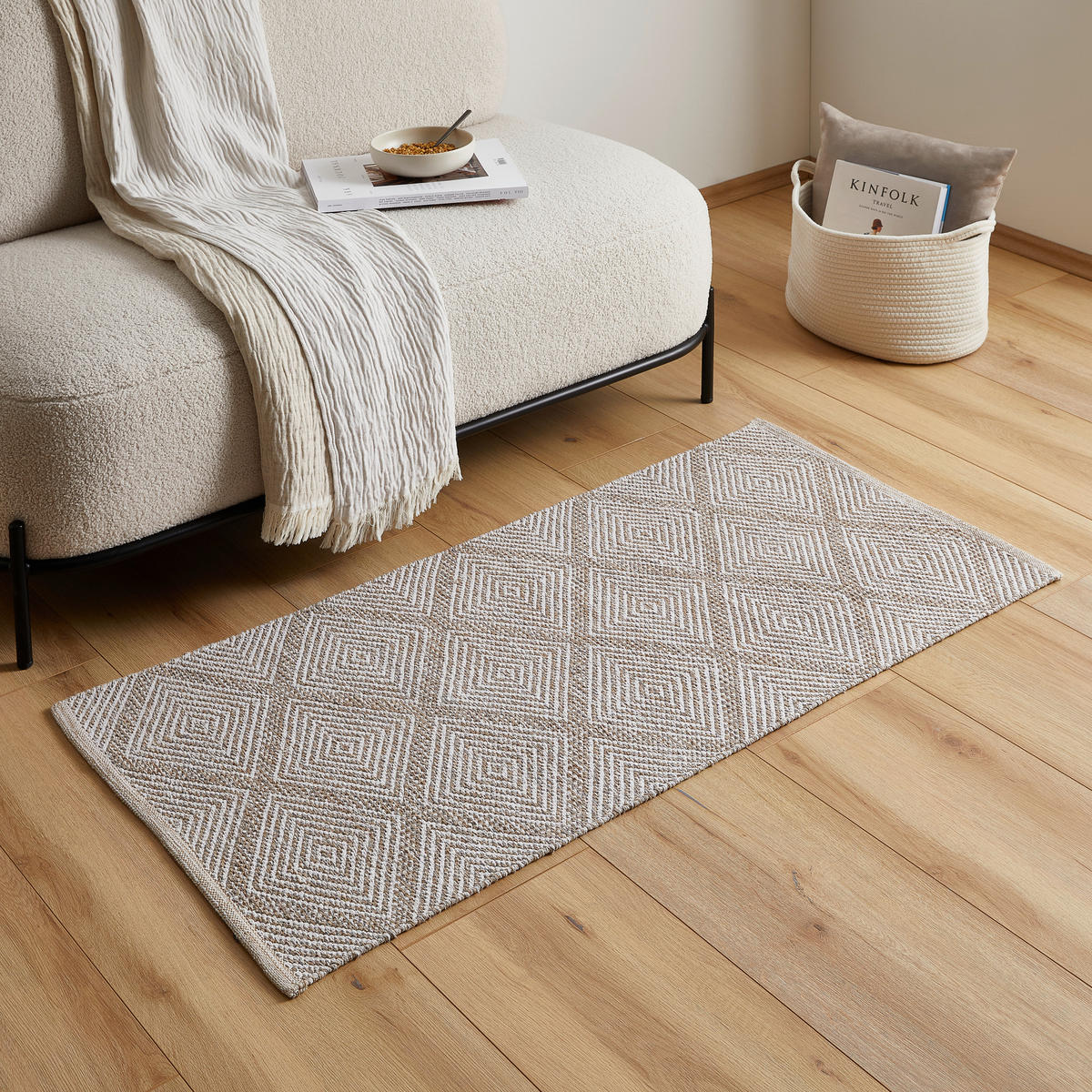 FLECKERLTEPPICH 60/120 cm Diamant Black Beige  - Beige, Design, Textil (60/120cm) - Boxxx