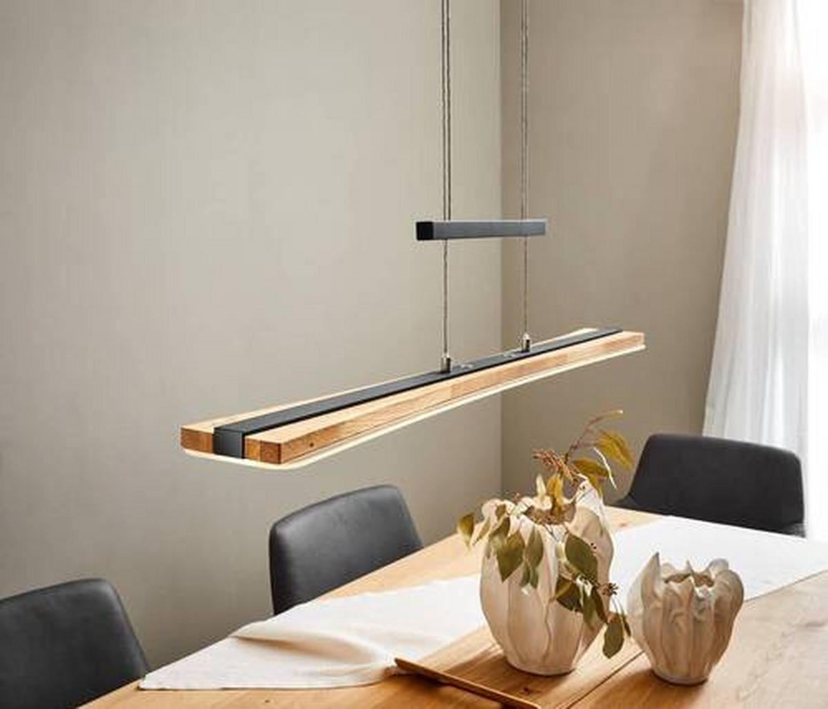 LED-HÄNGELEUCHTE 100/9/150 cm    - Schwarz, Natur, Holz/Metall (100/9/150cm) - Waldwelt