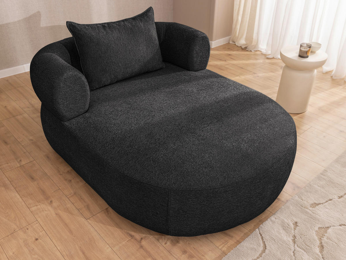 XXL-SESSEL Chenille Schwarz    - Schwarz, Design, Kunststoff/Textil (122/76/156cm) - Livetastic