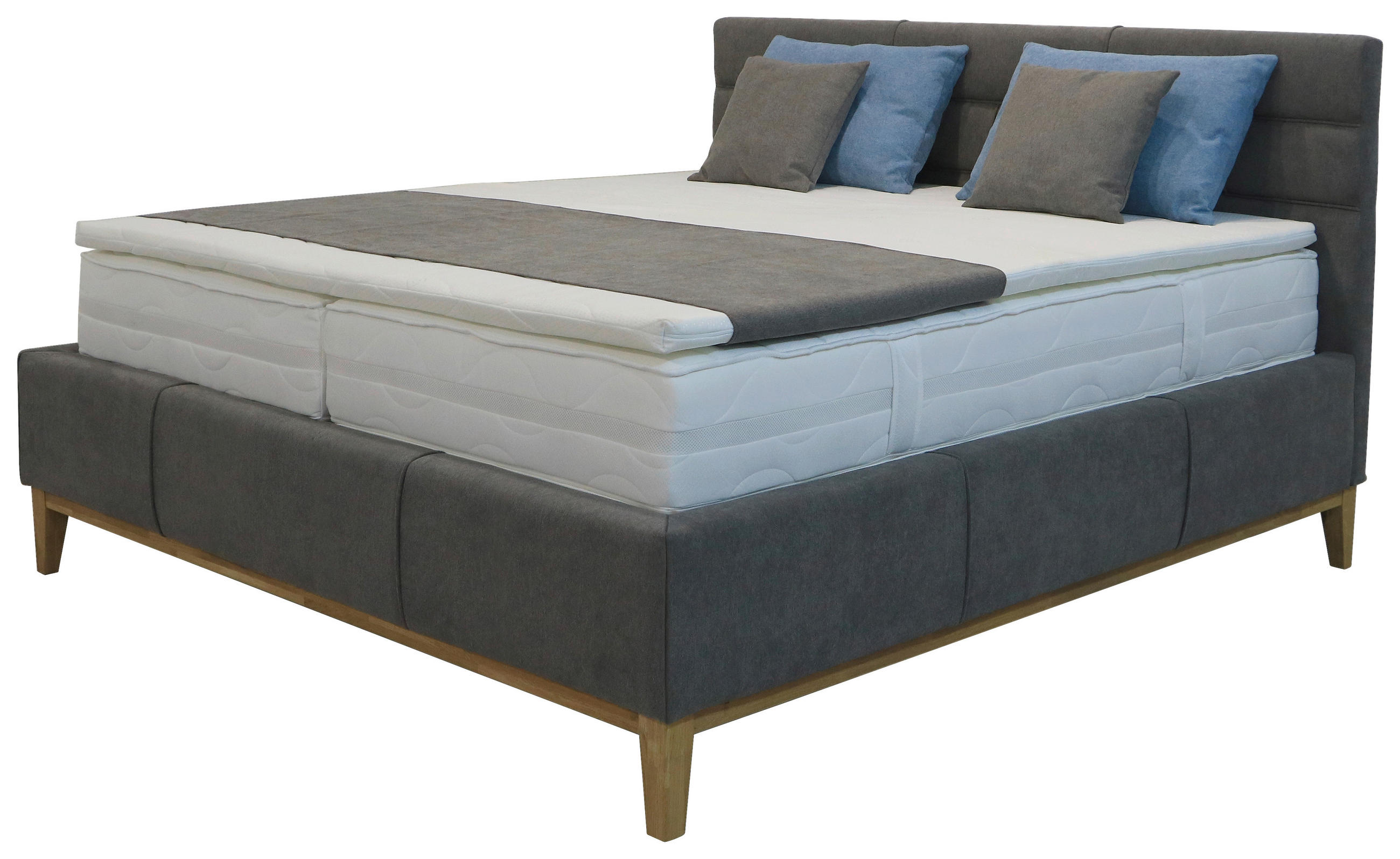 KÁRPITOZOTT ÁGY 180/200 cm  antracit  - antracit, Basics, műanyag/textil (180/200cm) - Carryhome