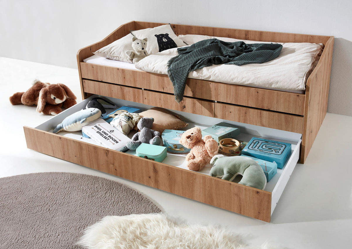 AUSZIEHBETT 90/200 cm  in Eiche Artisan  - Eiche Artisan, MODERN, Holzwerkstoff (90/200cm) - MID.YOU