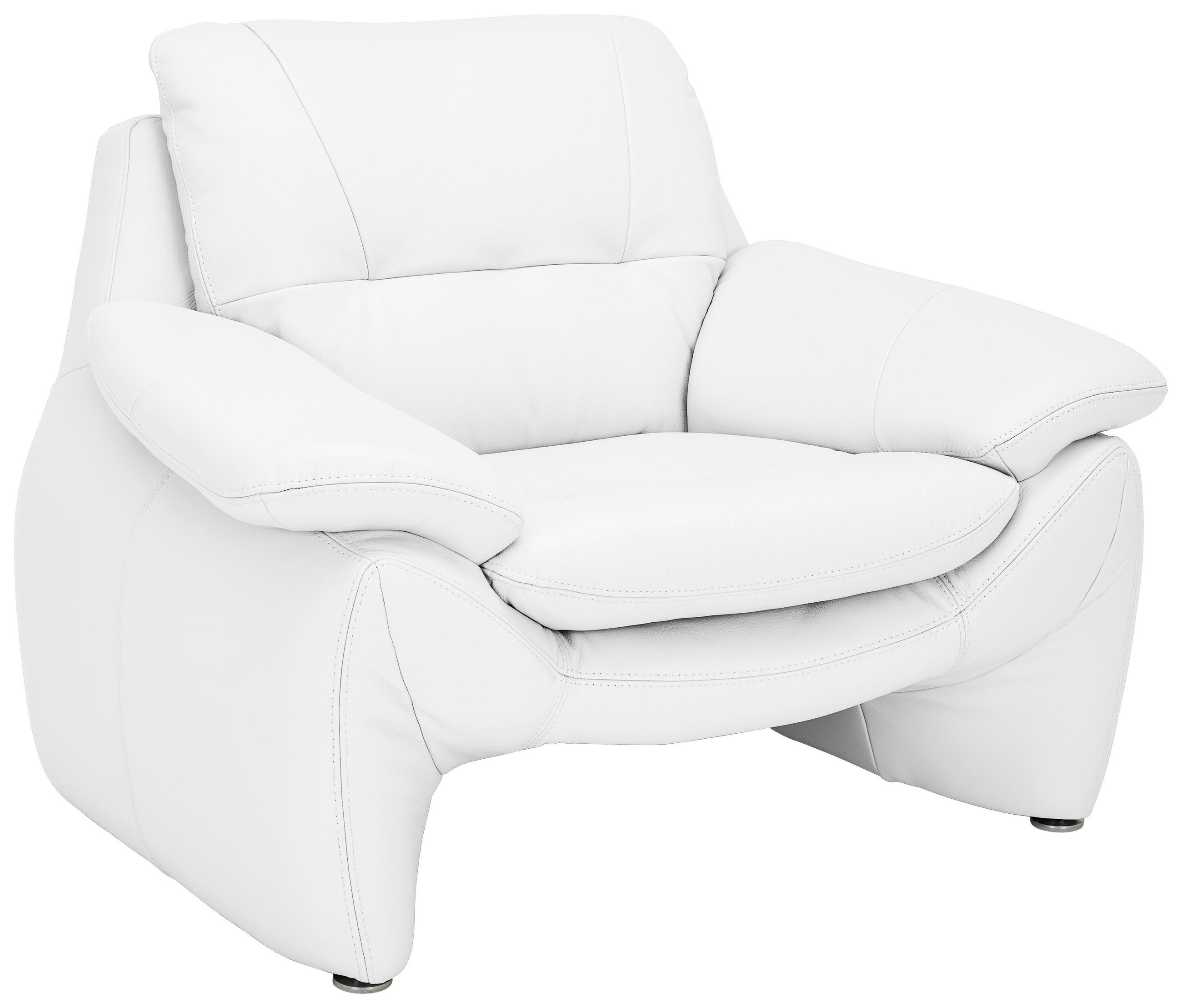 SESSEL in Echtleder Weiß  - Silberfarben/Weiß, KONVENTIONELL, Leder/Metall (110/91/86cm) - Celina Home