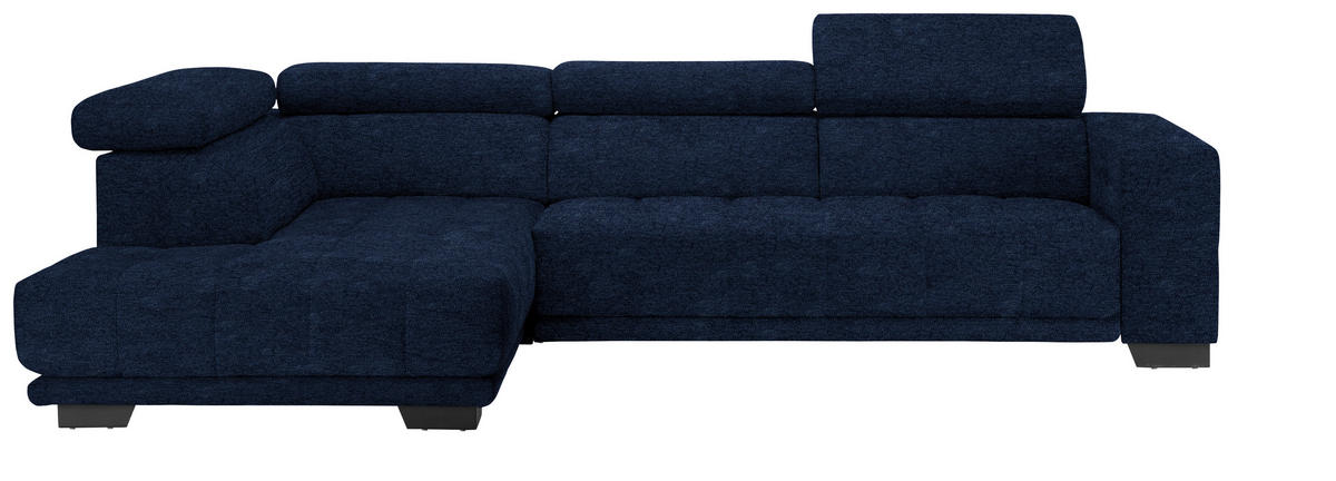 ECKSOFA in Mikrofaser Dunkelblau  207/301 cm  - Schwarz/Dunkelblau, Design, Textil/Metall (207/301cm) - Xora