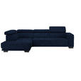 ECKSOFA in Mikrofaser Dunkelblau  207/301 cm  - Schwarz/Dunkelblau, Design, Textil/Metall (207/301cm) - Xora