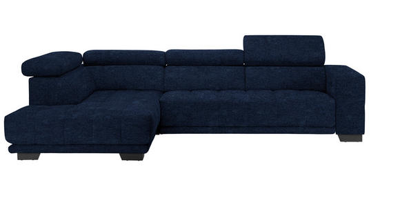 ECKSOFA in Mikrofaser Dunkelblau  207/301 cm  - Schwarz/Dunkelblau, Design, Textil/Metall (207/301cm) - Xora