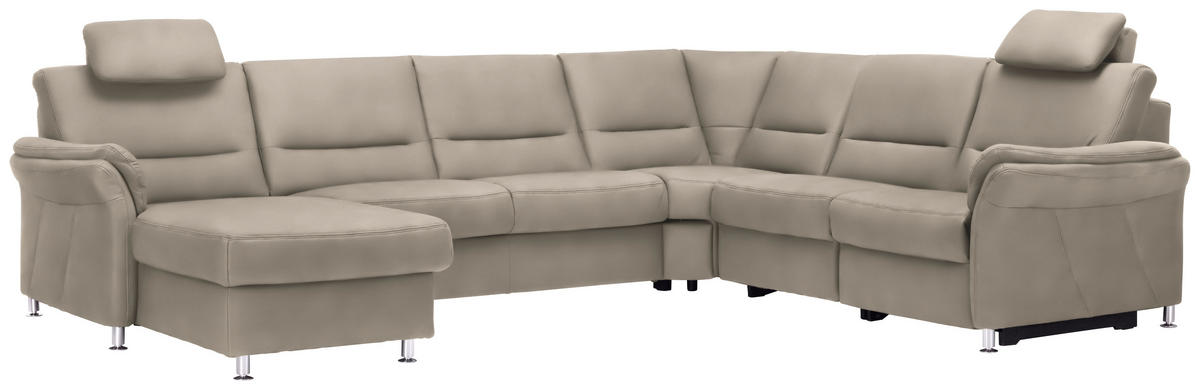 WOHNLANDSCHAFT in Mikrofaser Naturfarben  - Alufarben/Naturfarben, Konventionell, Textil/Metall (173/330/262cm) - Beldomo System