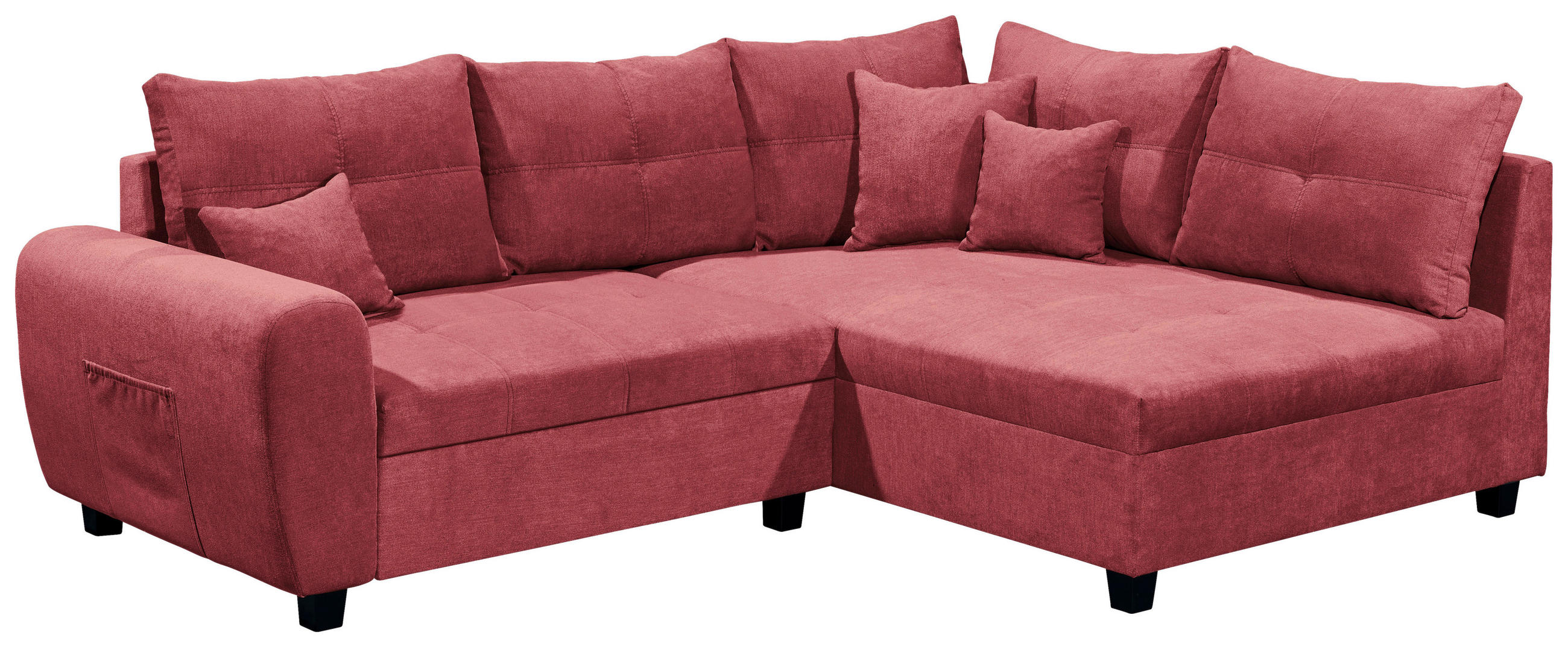 ECKSOFA  in Mikrovelours Beere  248/176 cm  - Beere/Schwarz, Basics, Holzwerkstoff/Kunststoff (248/176cm) - MID.YOU