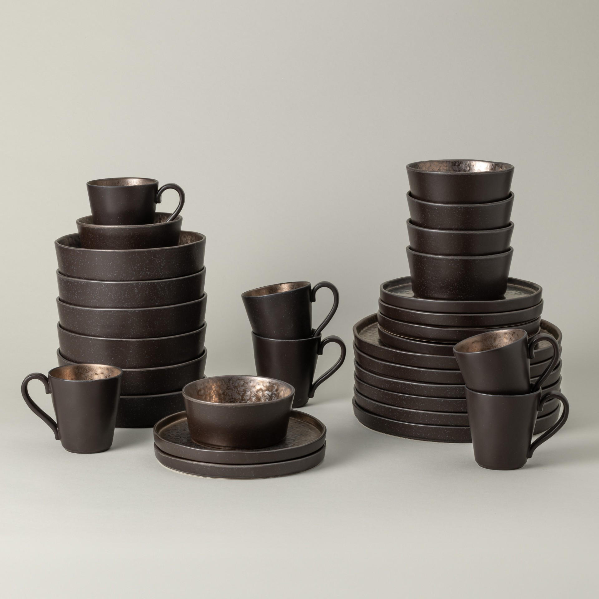 KOMBISERVICE Braun, Bronzefarben LAGOA 30-teilig 6 Personen  - Braun/Bronzefarben, Basics, Keramik - Costa Nova