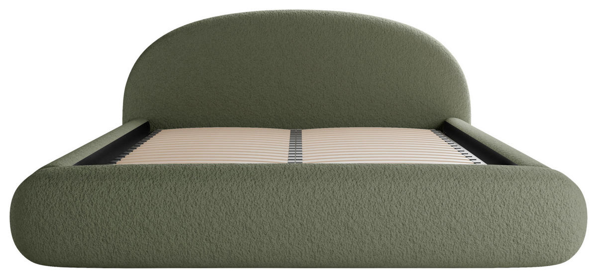 POLSTERBETT 160/200 cm,  in Grün, gepolstertes Kopfteil, Lattenrost, Bettkasten,  - Schwarz/Grün, Design, Holz/Textil (160/200cm) - Chameo