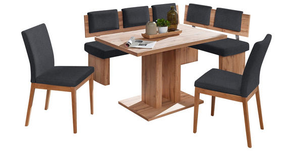 ECKBANKGRUPPE in Textil, Holzwerkstoff Anthrazit, Eichefarben  - Eichefarben/Anthrazit, KONVENTIONELL, Holzwerkstoff/Textil - Cantus