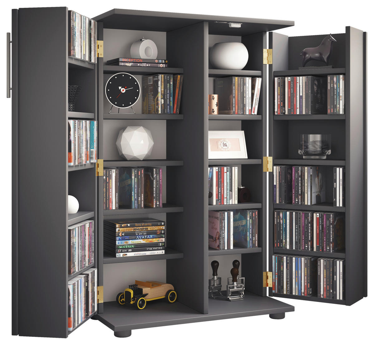 CD-REGAL - Anthrazit/Schwarz, Design, Holzwerkstoff/Kunststoff (60/93/31cm) - MID.YOU