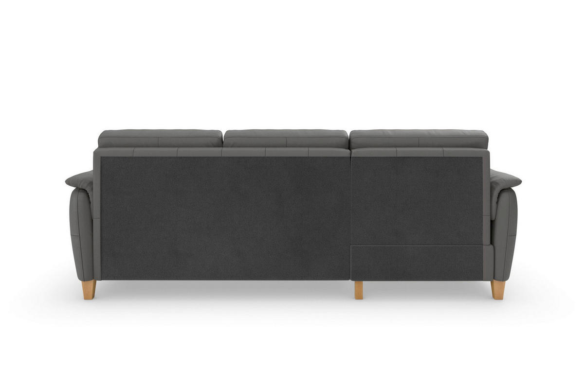 ECKSOFA PALMERA E Mokka Kombination Echtleder/Stoff Mikrofaser Bettkasten  - Eichefarben/Mokka, Basics, Leder/Holz (163/244cm) - Sit & More