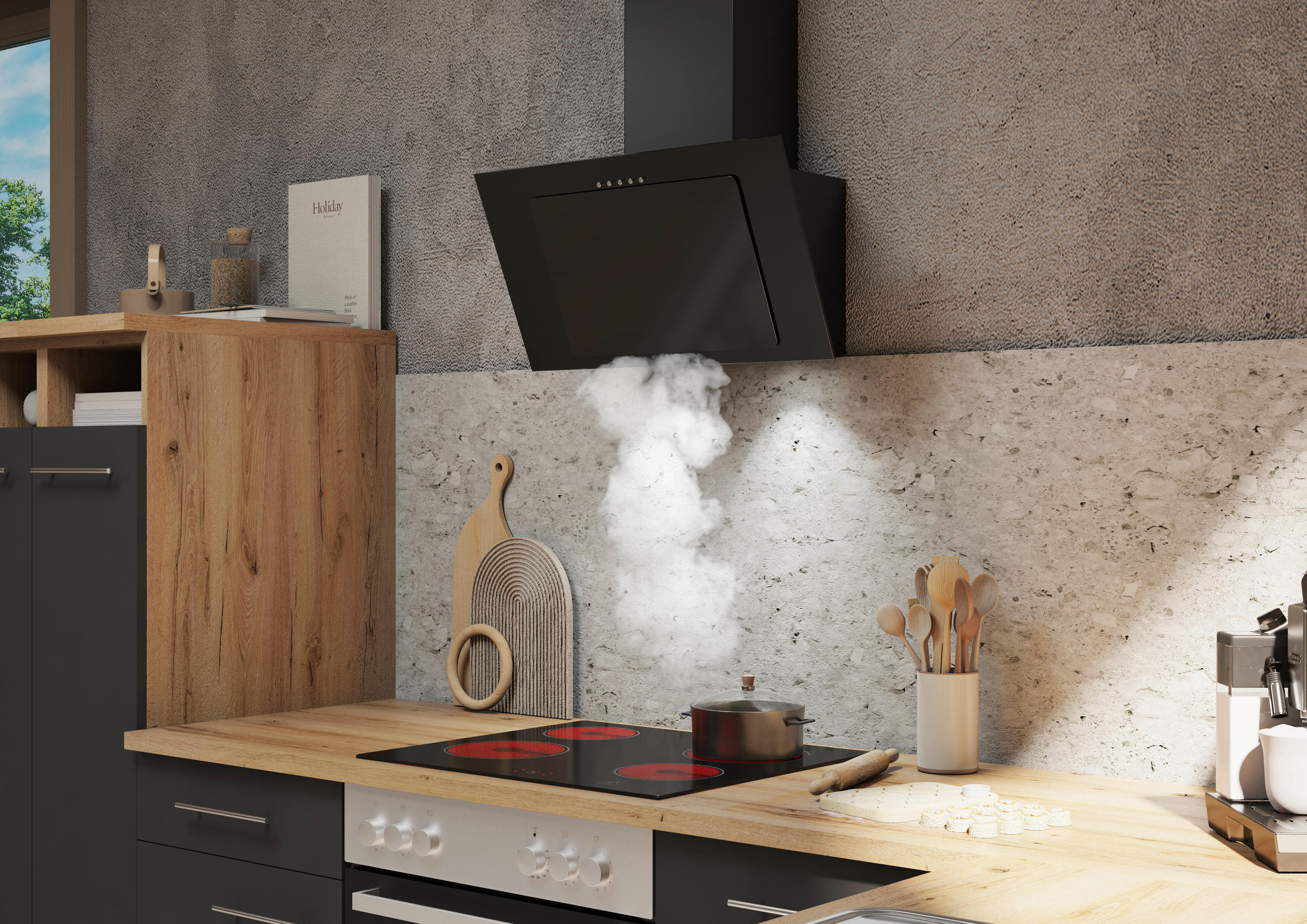 FLÄKTKÅPA CH33060SB  - svart, Trend, metall/glas (59,5/68,1-101,1/29cm) - Respekta