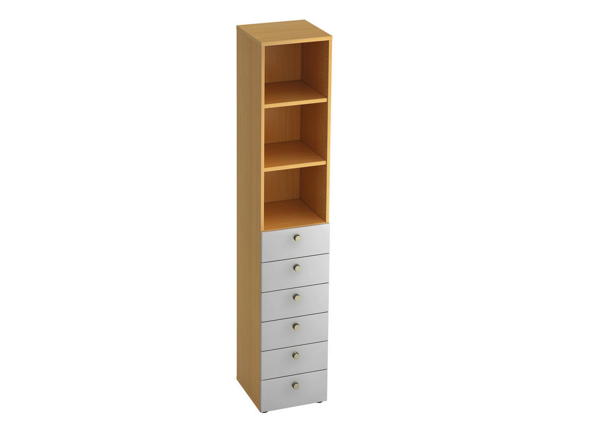REGAL Silberfarben, Buchefarben  - Silberfarben/Buchefarben, KONVENTIONELL, Holzwerkstoff/Metall (40/215,6/42cm) - Venda