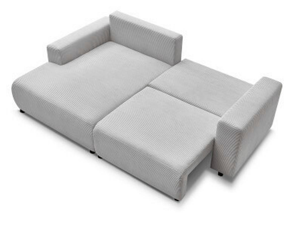 ECKSOFA Ottomane links  ATILLA Hellgrau Cord  - Hellgrau/Schwarz, MODERN, Kunststoff/Textil (149/244cm)
