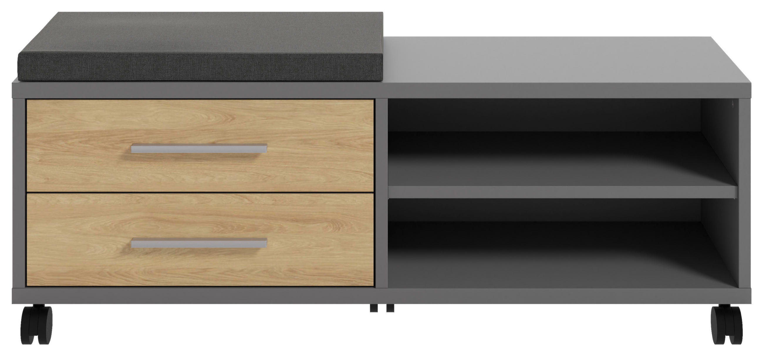 ROLLCONTAINER Hickory, Dunkelgrau  - Dunkelgrau/Alufarben, MODERN, Holzwerkstoff/Kunststoff (133/52,3/40cm)