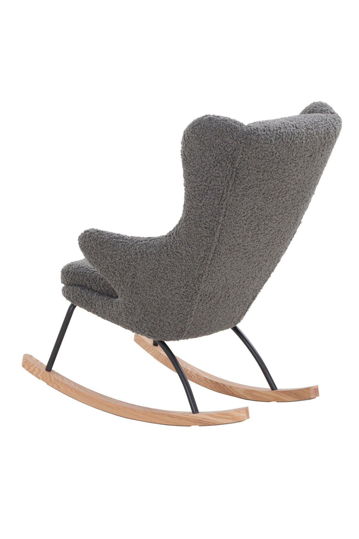 SCHAUKELSTUHL in Teddystoff Grau  - Eichefarben/Schwarz, MODERN, Holz/Textil (66/106/104cm) - Livetastic