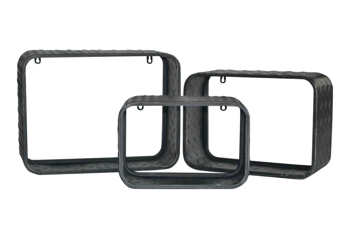 POLICA ZIDNA siva  metal  - siva, Design, metal (30/20/15,35/25/31/15cm) - Carryhome